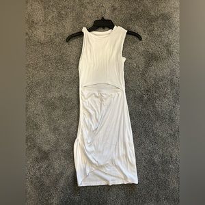 Crew Neck Sleeveless Cutout Ruched Ribbed Bodycon Dress